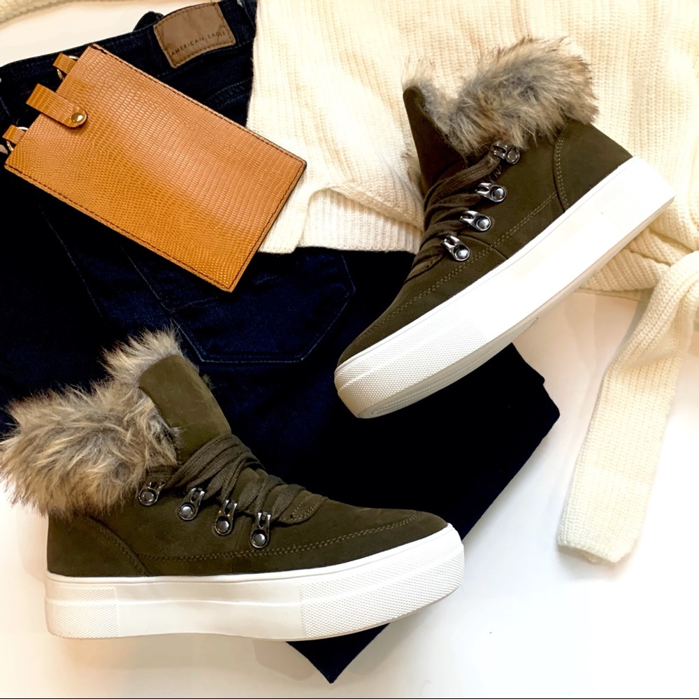 Fury Soda faux fur faux suede platform sneakers